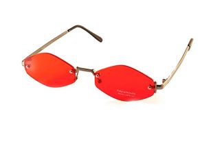 Rimless Slim Diamond Hexagonal Candy Color Flat Lens Sunglasses