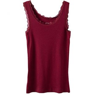 micmall Cami Camisole Cotton U Style Lace Spaghetti Strap Women's Tank Top Wine Red Large