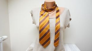 Pure soie brûlée orange gris gris Tie cravate véritable rayure naturelle biais Vintage Retro designer tenue formelle homme fait en Italie des années 1980