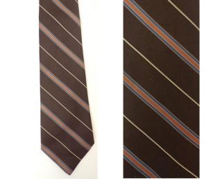80s Sears Brown Orange - Blue Diagonal Striped Tie, Classic Striped Tie, Brown Stripe Tie, Brown Orange Blue Tie, Vintage Sears Necktie, années 80