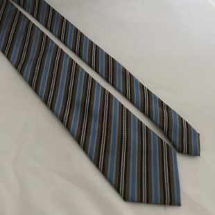 Necktie Bergamo New York tissé rayure brun bleu polyester cravate