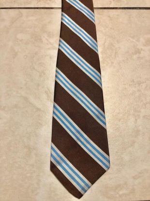 Vintage REISS NEW HAVEN soie REPP brun régimentaire rayé cravate Ivy League trad