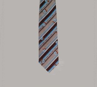 Cravate, cravate large, 70 ' s, Mod cravate, bleu, marron, rayures, fleurs