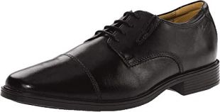 Clarks Tilden cap, Scarpe Stringate Derby Uomo, Nero (Black Leather), 43 EU