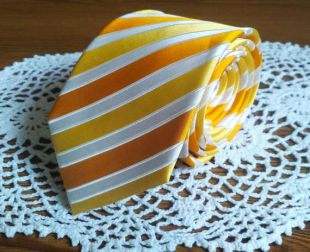 Cravate rayée jaune Vintage classique cravate cravate en soie orange mariage cadeau mode Italie cravate