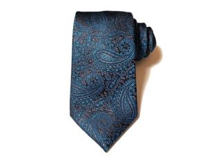 Cravate en soie (3 pouces) à Paisley avec MALIBU Turquoise bleu gris de gris Charcoal Black