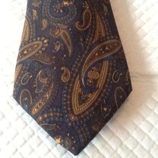 Vintage GUCCI Italie, Paisley cravate en soie cravate bleu gris beige