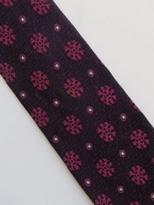 Vintage 60 ' s cravate cravate soie noir rose blanc Dot Design