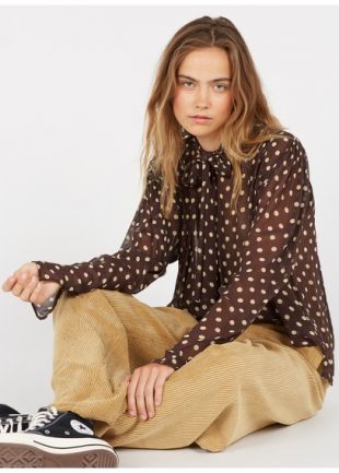 CHEMISE AMPLE À COL LAVALLIÈRE IMPRIMÉE IVORY DOTS