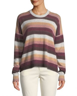 Cashmere-Blend Striped Crewneck Sweater