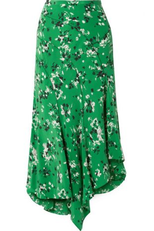 -Mac asymmetric floral-print silk-blend midi skirt