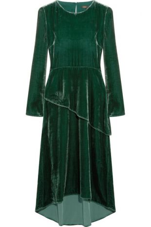 green emerald velvet dress Hale Bob Adelina Sleeveless Maxi Dress