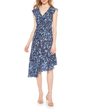 Brynlee Printed Asymmetrical Midi Dress