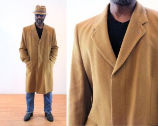 Men's Camel Brown Elegant Savoy Tailors Guild England Tan Overcoat