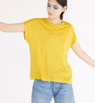 T-shirt jaune en lin