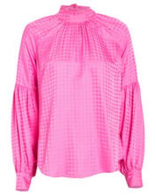 Cicely Houndstooth Jacquard Silk Blouse