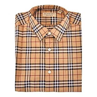 BURBERRY Men's Alexander Check Print S/S Cotton Sport Shirt in Camel (XLarge)