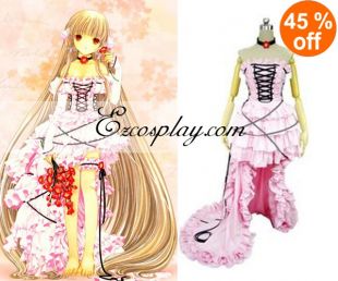 Chobits Chii Pink Dress Lolita Cosplay Costume