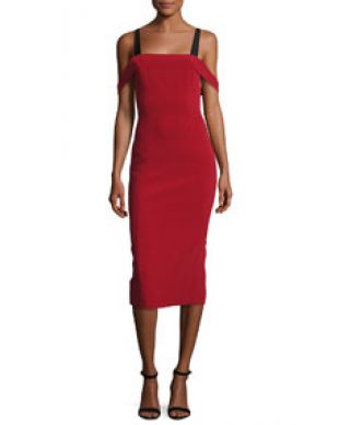 cinq a sept Nova Cold-Shoulder Sheath Dress, Rust/Black
