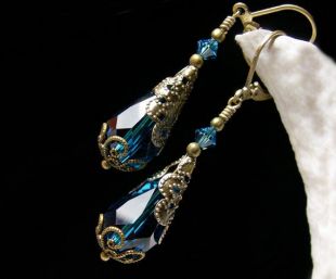 Boucles d'Oreilles Or 18 Carats 750/000 - Zirconiums Bleu Saphir - L'Atelier d'Azur