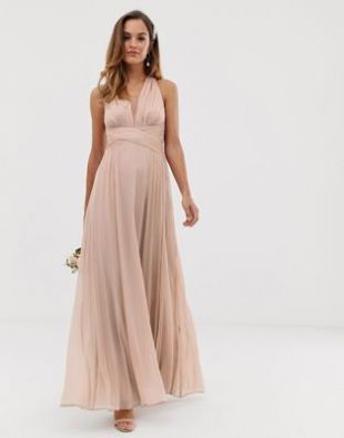 ASOS DESIGN - Robe longue drapée pour demoiselle d'honneur avec corsage froncé et effet croisé à la taille | ASOS