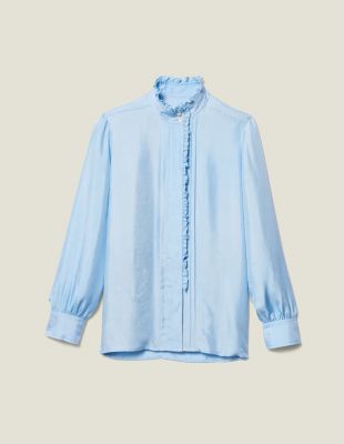 Chemise En Soie Bordée De Volants