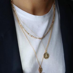 Collier chaîne Figaro épaisse collier - chaîne en or collier - collier de superposition - chaine longue collier homme - chaîne en plaqué or