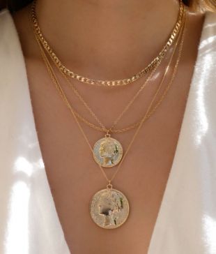 double collier de pièce de monnaie, Collier argent, collier de pièce de monnaie en couches, bijoux de superposition de pièce de monnaie, bijoux en couches, pièce de monnaie couches ensemble de collier, argent