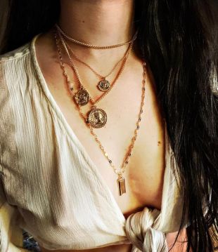 Ensemble de collier soulés - Collier de pièces d'or - Collier de pièces d'argent - Collier Multistrand - Collier médaillon - Ensemble collier de pièces