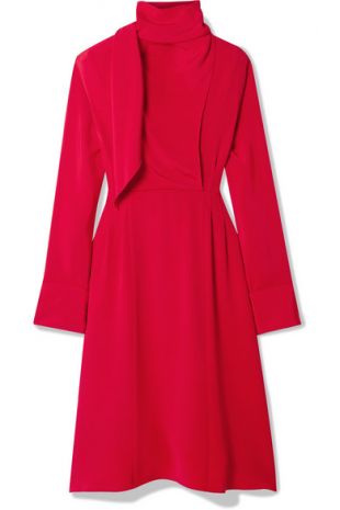 Tie-neck draped georgette dress