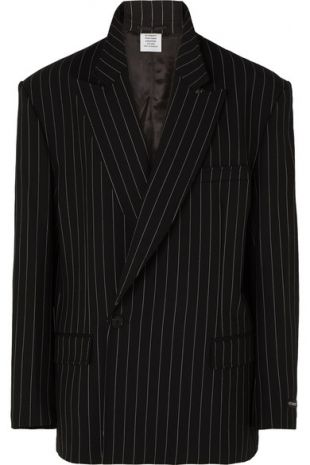 Oversized pinstriped wool-blend blazer
