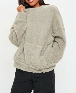 stone teddy pocket front cropped sweatshirt