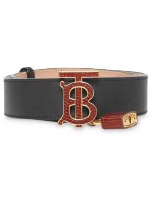 Burberry - Padlock Detail Monogram Motif Leather Belt