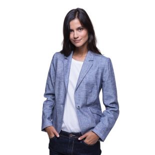 Veste cintrée en tissu chambray lin et coton