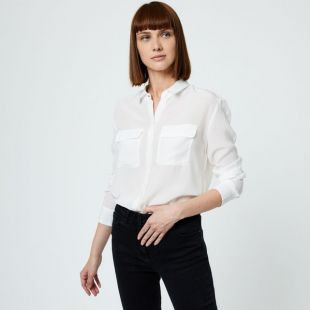 Chemise en soie manches longues avec poches