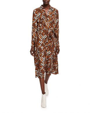 Relle Tie Waist Silk Shirtdress