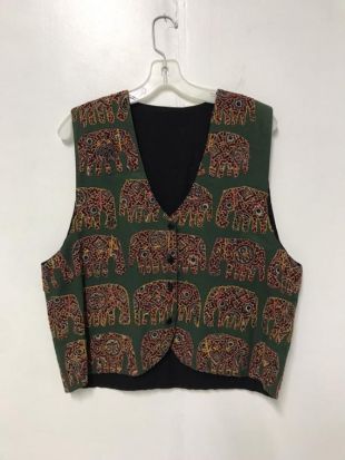 des années 1960 indien Inde éléphants patchwork coton fait à la main gilet taille 38 hippie psychédélique Festival concert