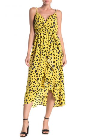 Ten Sixty Sherman | Leopard Print Sleeveless Faux Wrap Midi Dress | Nordstrom Rack