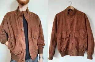Veste Bomber En Cuir Daim Bordeaux - Taille XS à 5XL, Neuf Avec étiquettes - Style Université Vintage