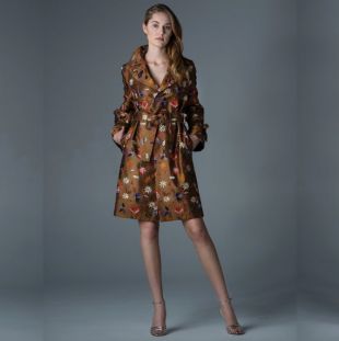 Brodé Trench Coat, robe manteau en soie, des années 50 Trench Coat, manteau de Trench de brouillard de Londres, trench coat femme, manteau élégant, élégant long coat