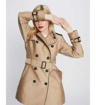 Trench ajusté uni en coton