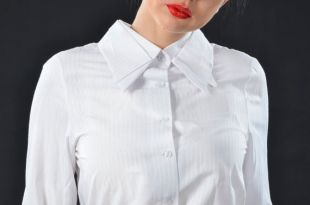 Chemisier costume chemise officiel d’été coton chemise blanche belle femmes d’affaires pour femmes sur commande à la main collier Double originale faite
