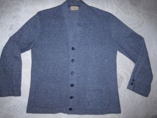 Sulco wool blue tweed woven cardigan sweater