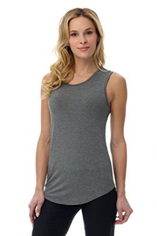 Rekucci Women's Soft Jersey Knit Sleeveless Tank Top (S-XXL) (Medium,DK Charcoal)