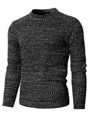 H2H Mens Casual Crewneck Color Contrast Long Sleeve Knitted Pullover Black US L/Asia XL (KMOSWL0203)