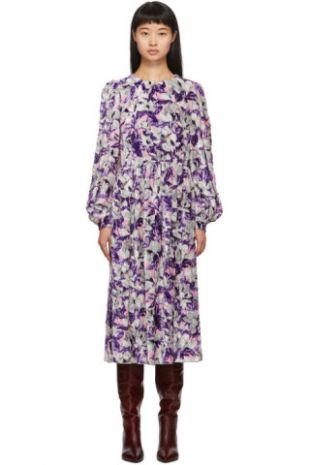 Marc Jacobs - Purple Blouson Sleeve Flare Dress