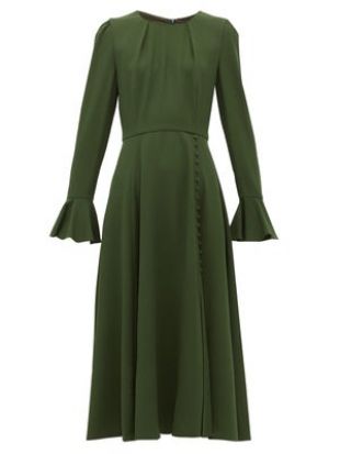 Yahvi Buttoned Wool Midi Dress