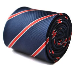 Cravate 7 plis George - Bleu marine et rouge
