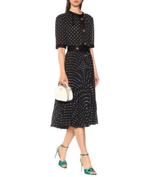 Dotted Silk Blend Midi Dress