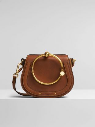 Petit Sac Bracelet Nile En Cuir De Veau Lisse Et Veau Velours